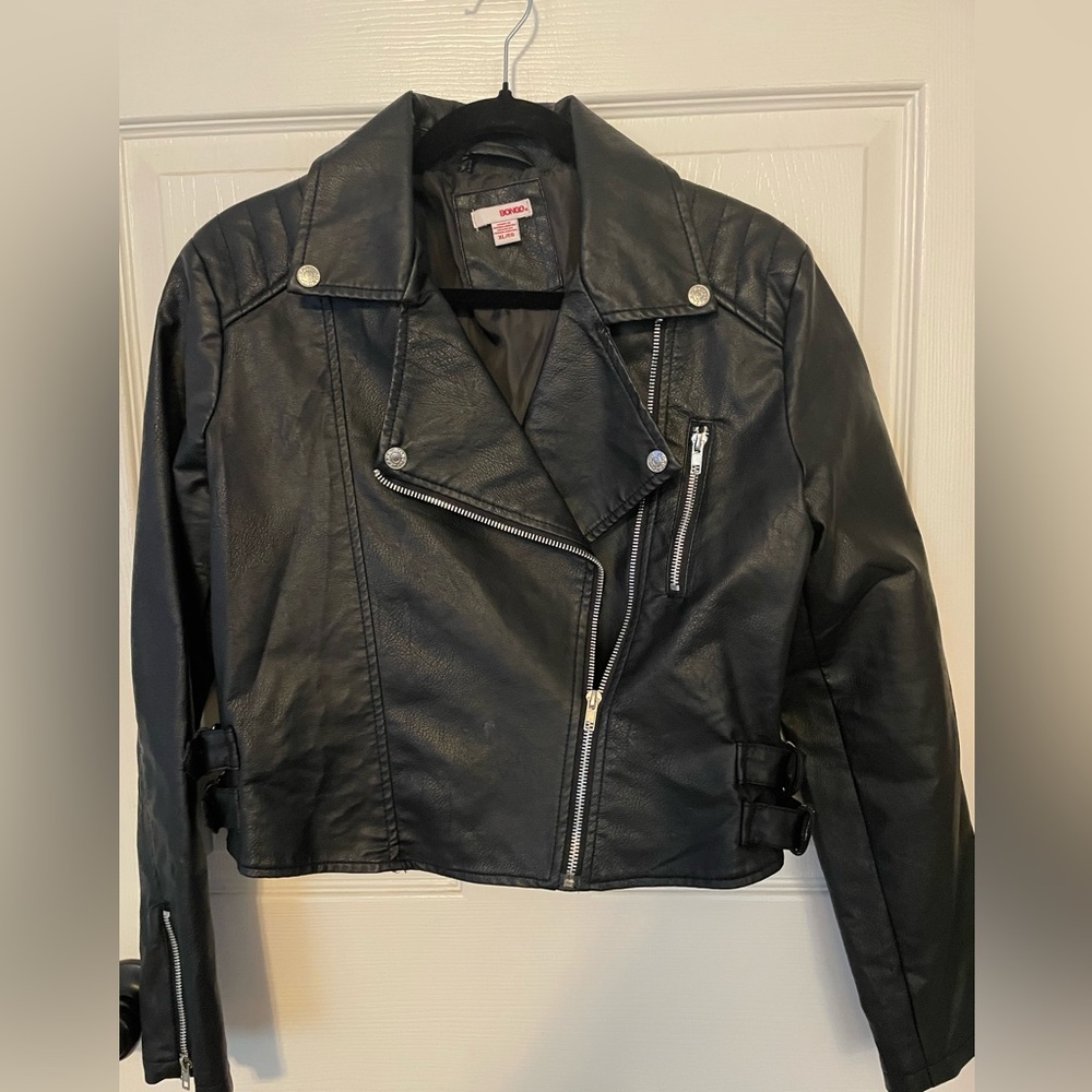 Bongo Cropped Pleather Moto Jacket